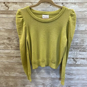 Pink Rose Womens S Sweater NWT Passion Lime Green Puff‎ Long Sleeves Pullover